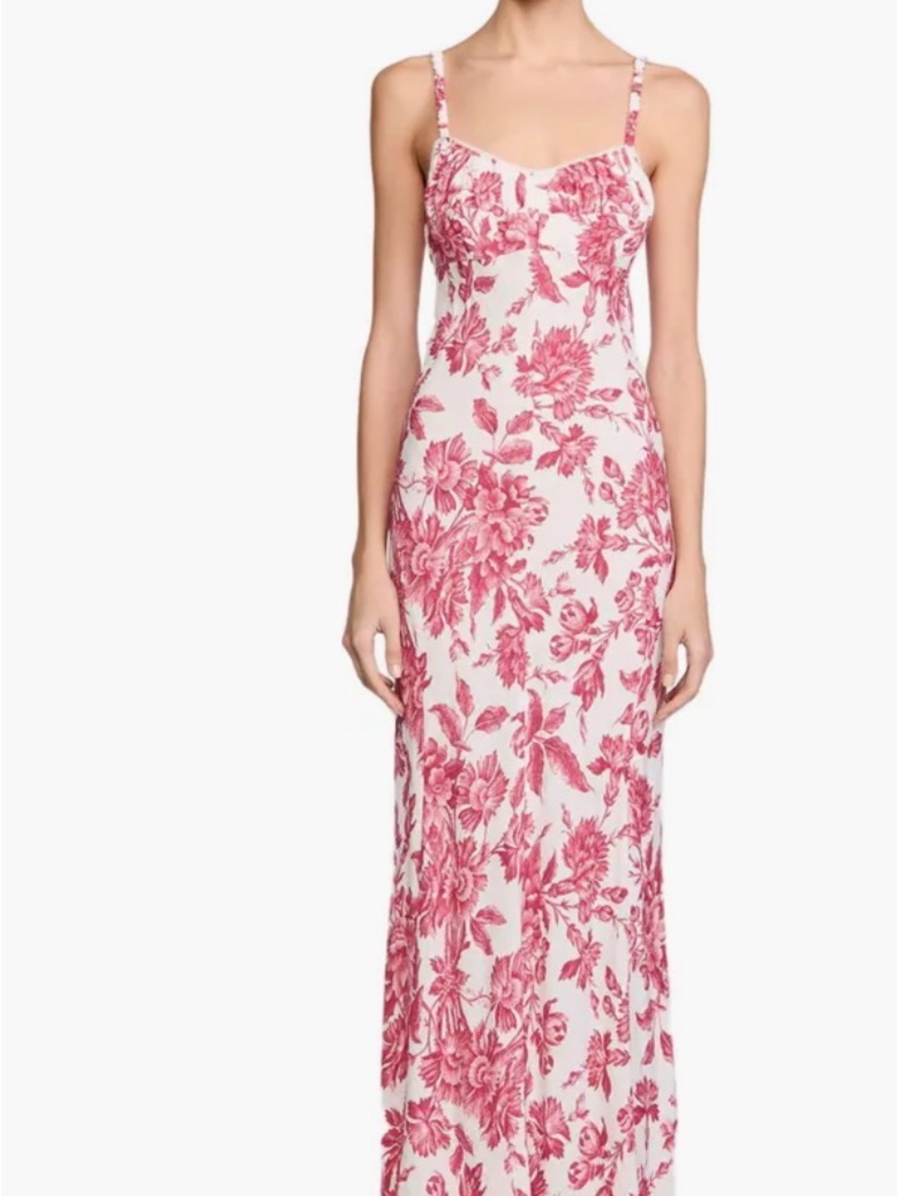 Sandro Pink Floral Print Maxi Dress on White